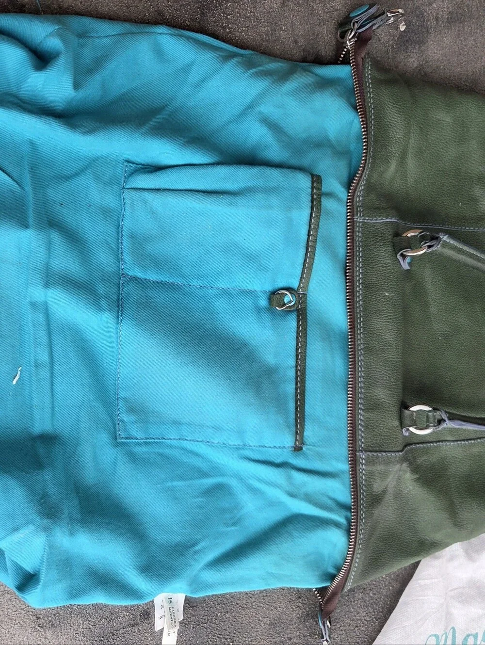 Gabs Green Leather Satchel with Turquoise Accents